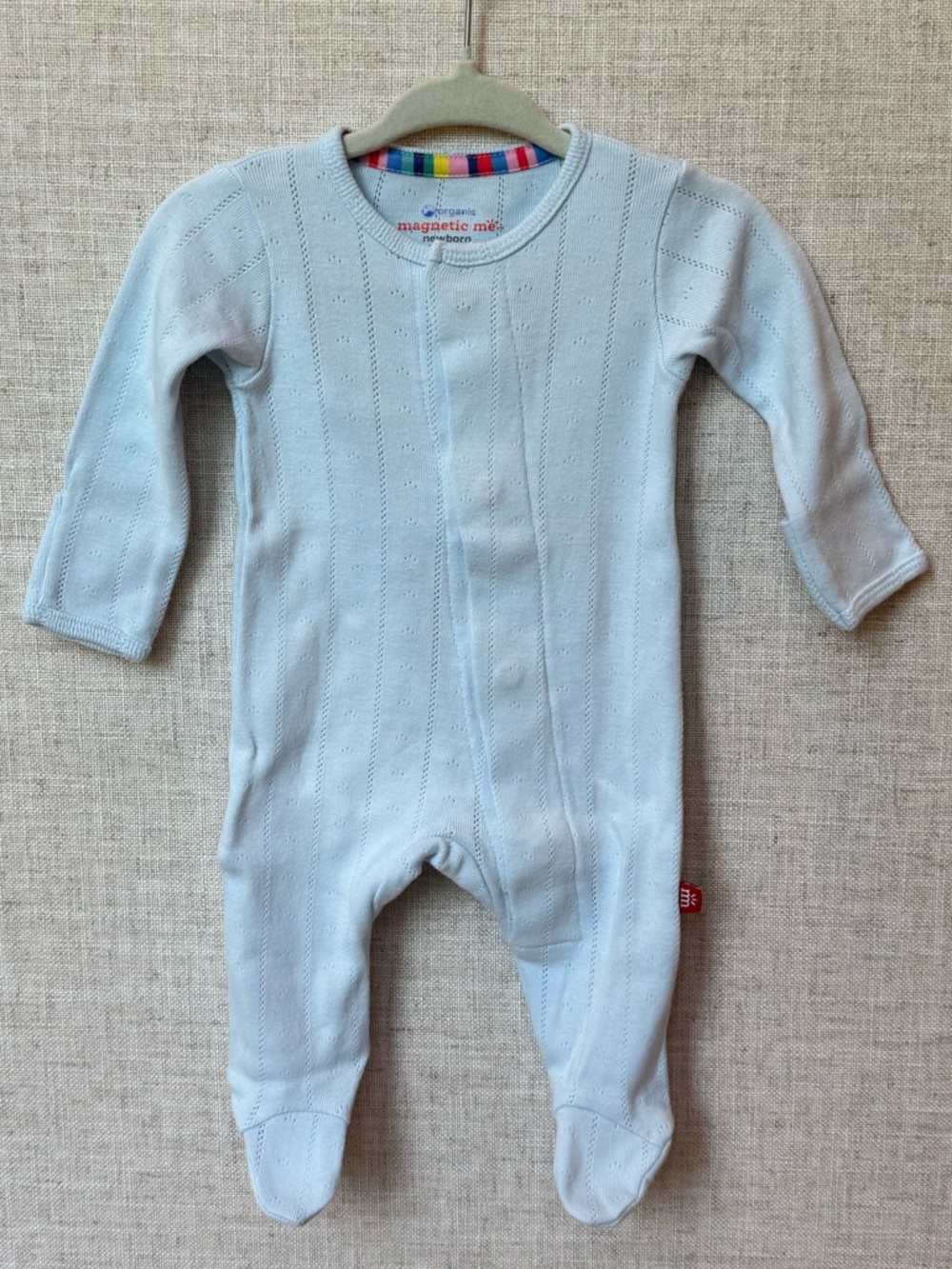Magnetic Me Pointelle Organic Cotton Footie Pajama Long Sleeve Baby Boy Boysuit